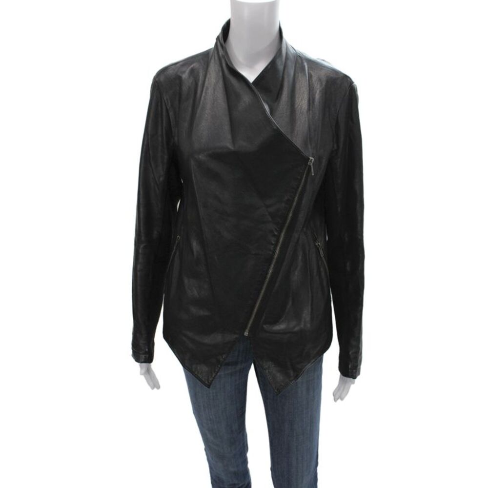 BB Dakota Womens Motorcycle Jacket Black Zip Mock Neck Size M